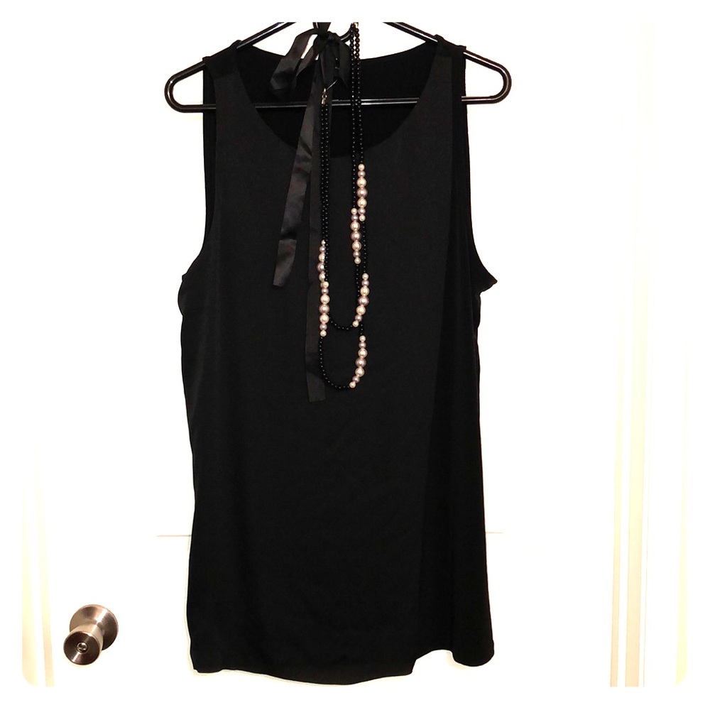 Banana Republic black long tank top sz L